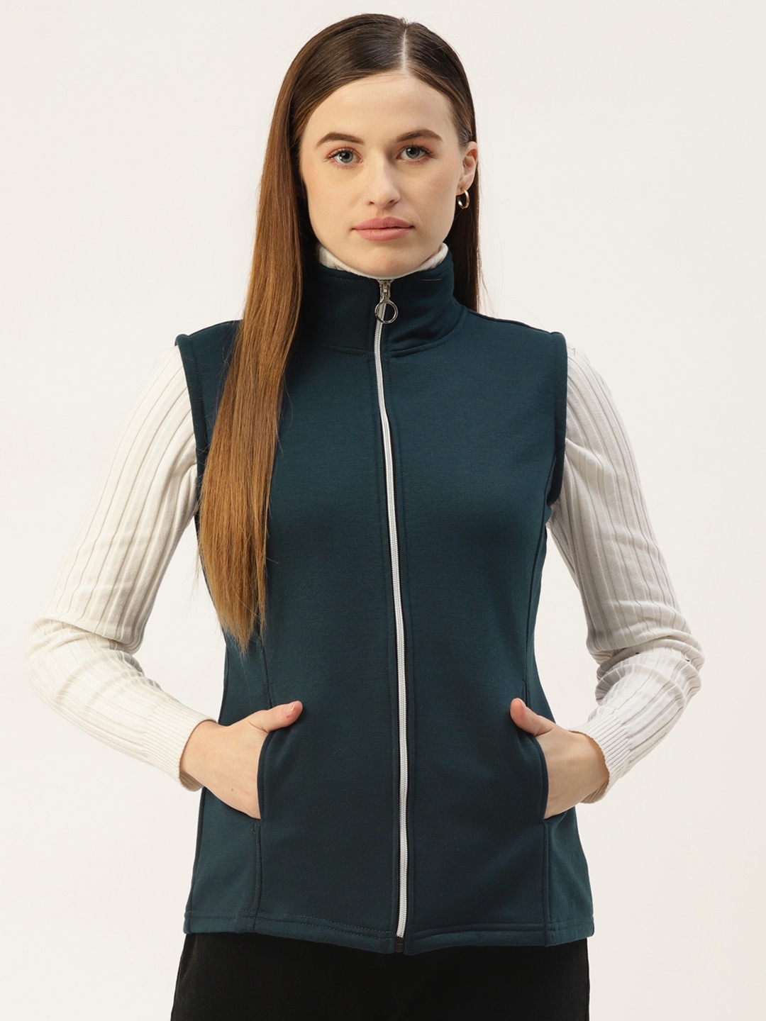 

BRINNS Women Teal Solid Tailored Jacket