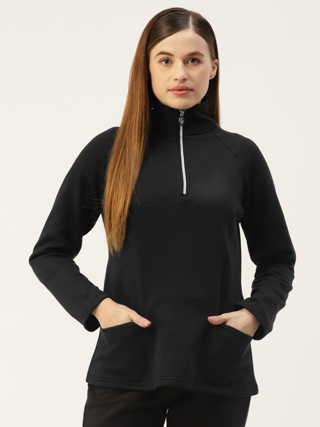 

BRINNS Women Black Solid Regular Sweatshirt