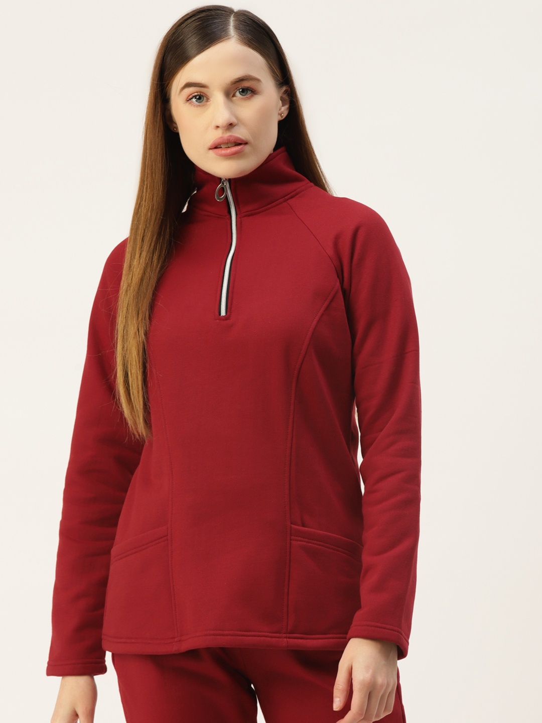 

BRINNS Women Maroon Solid Sweatshirt