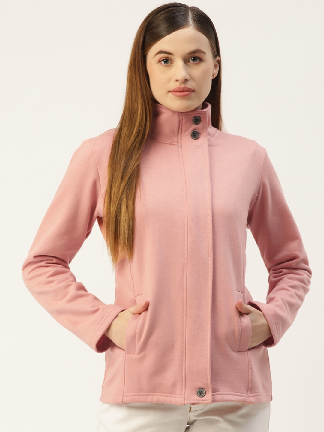 

BRINNS Women Pink Solid Regular Sweatshirt