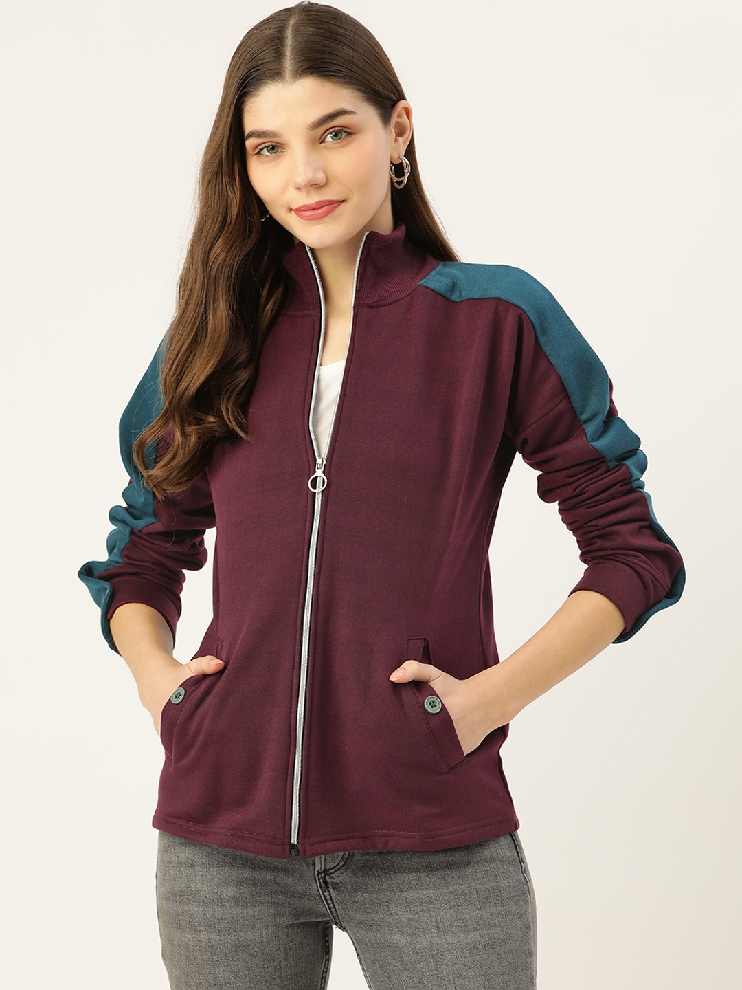 

BRINNS Women Maroon Solid Sweatshirt
