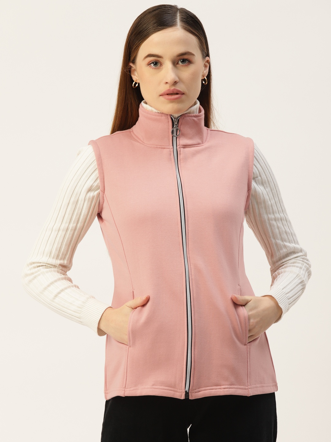 

BRINNS Solid Sleeveless Tailored Jacket, Pink