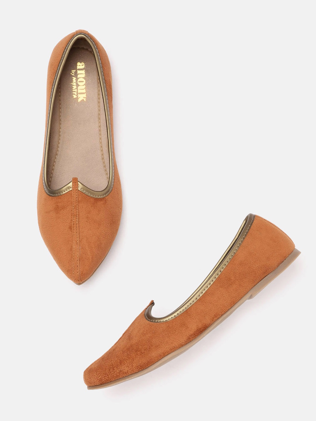 

Anouk Men Rust Orange Velvet Finish Handcrafted Mojaris