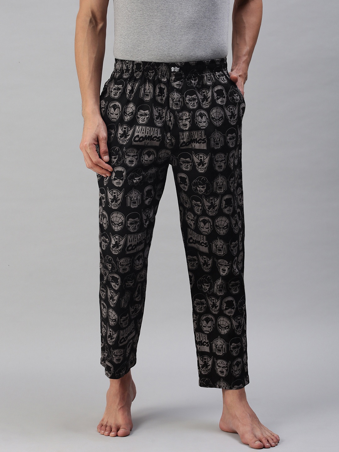 

The Souled Store Men Black Cotton Marvel All Star Printed Lounge Pants
