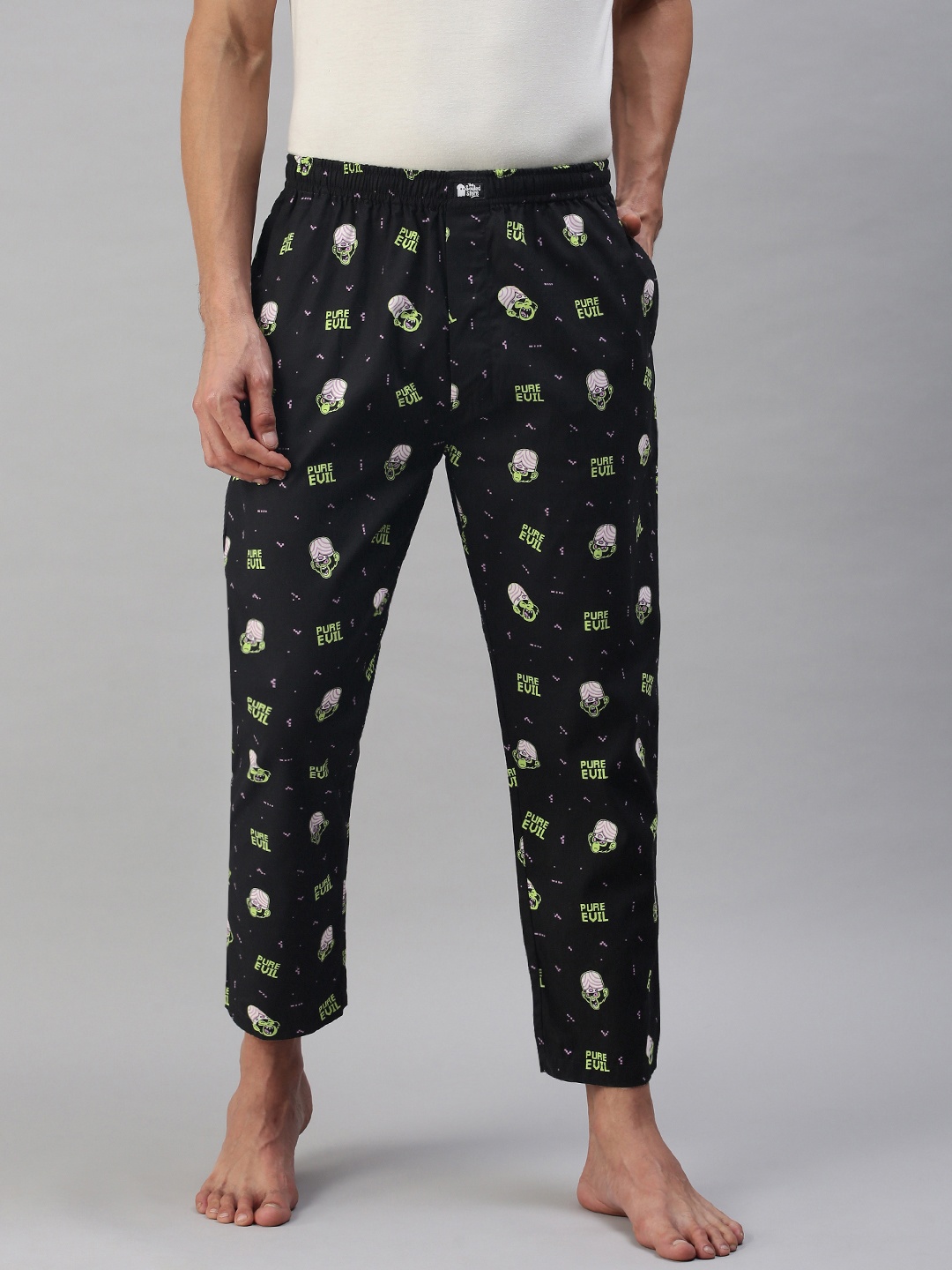 

The Souled Store Men Black Pure Cotton Mojo Jojo Pure Evil Lounge Pants