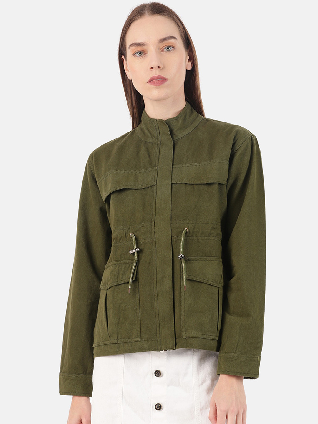 

VOXATI Women Olive Green Tailored Jacket
