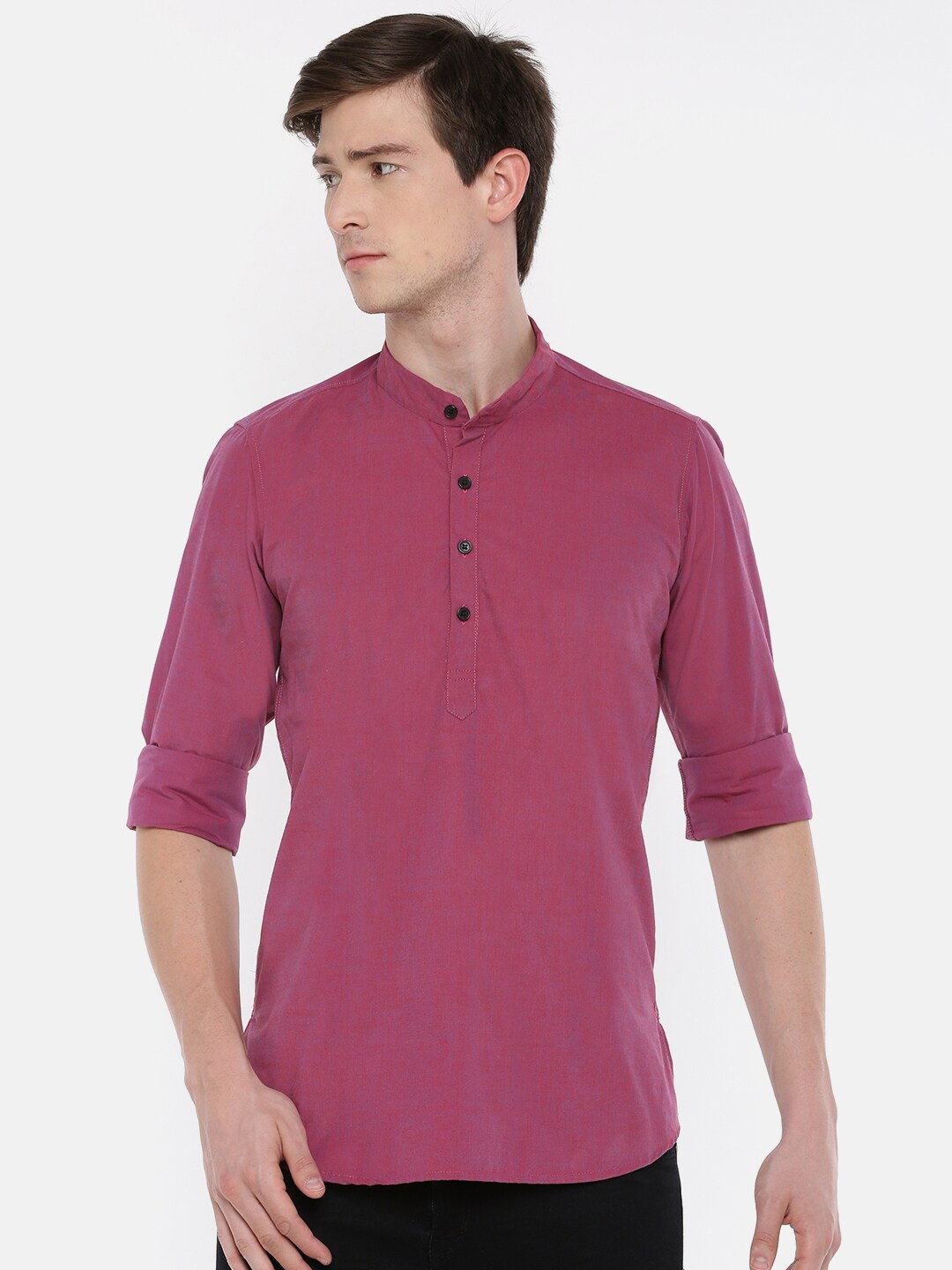 

Cross Court Men Pink Mandarin Collar Kurta