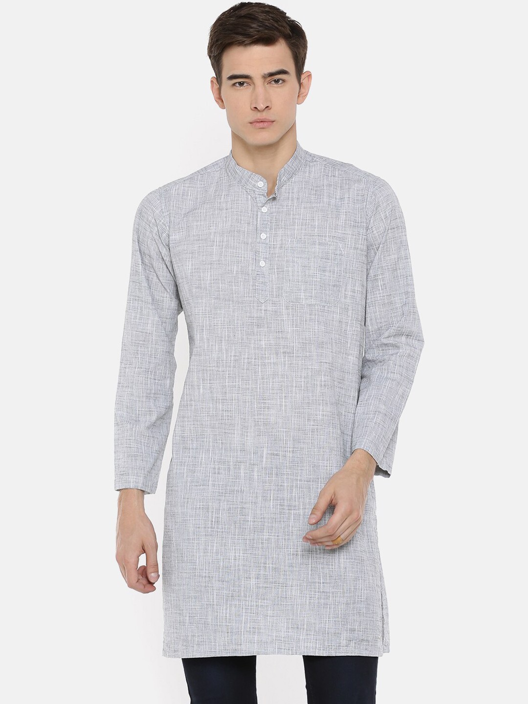 

Cross Court Men Grey Mandarin Collar Kurta