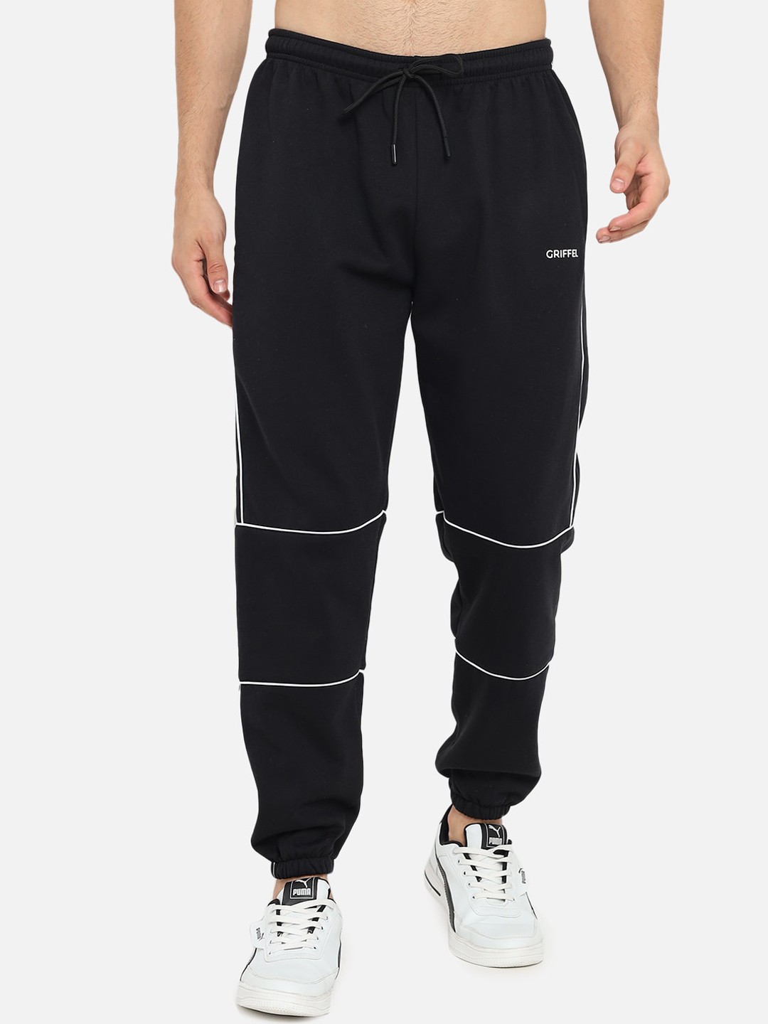 

GRIFFEL Men Black Solid Joggers
