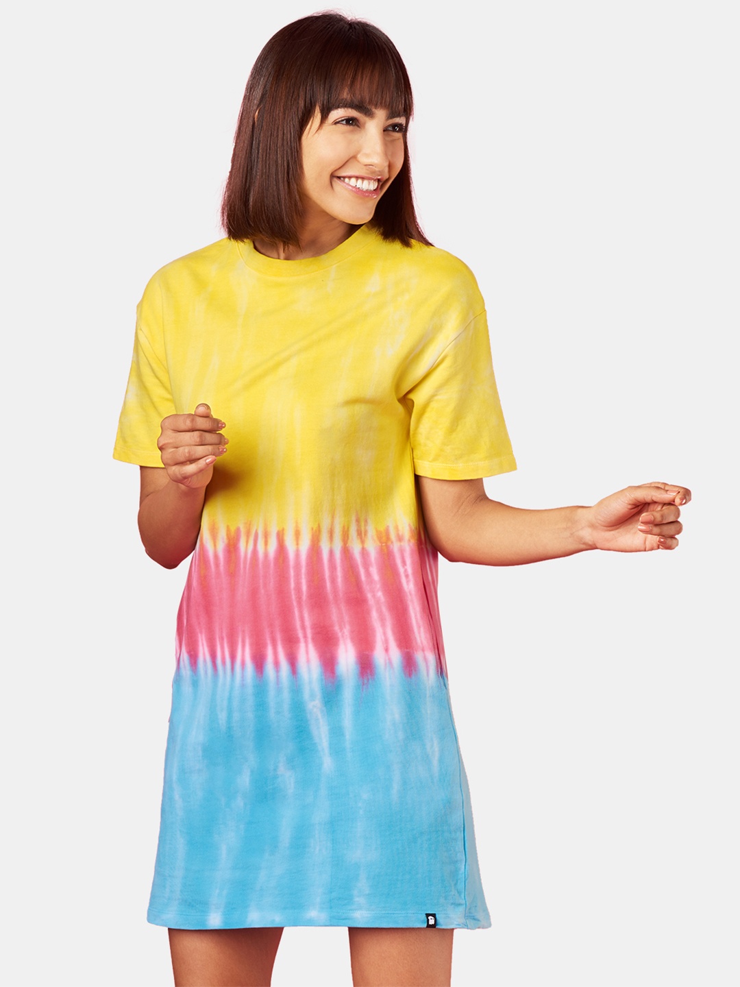 

The Souled Store Yellow & Pink Tie and Dye T-shirt Oversized Dress