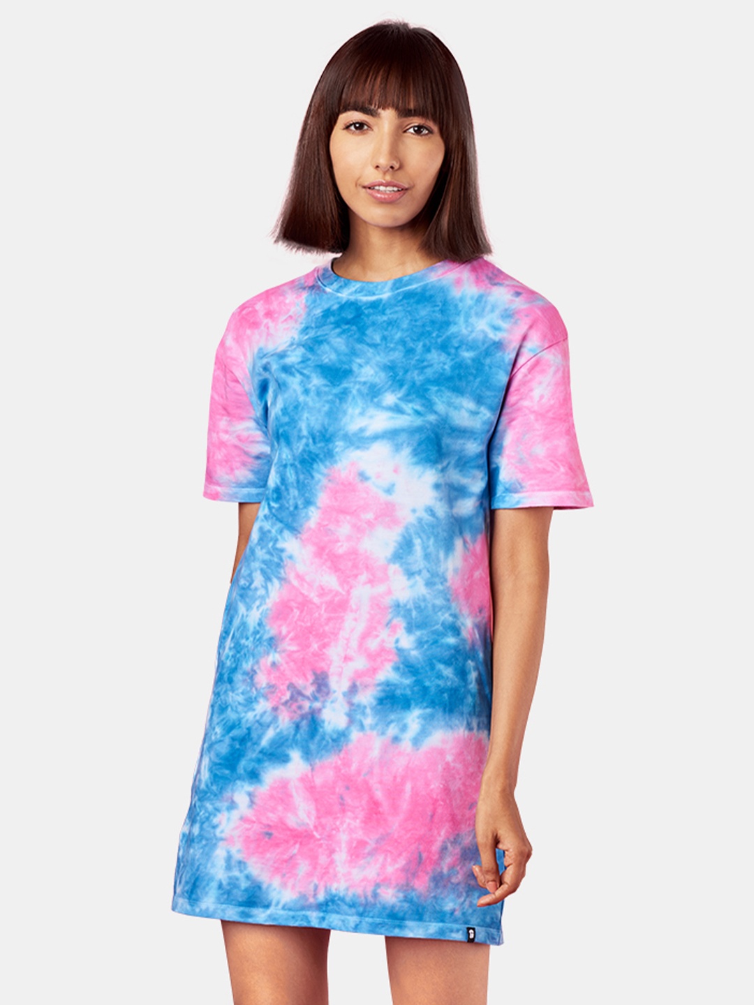 

The Souled Store Women Multicoloured Tie & Dye Unicorn Oversized T-Shirt Dress, Multi