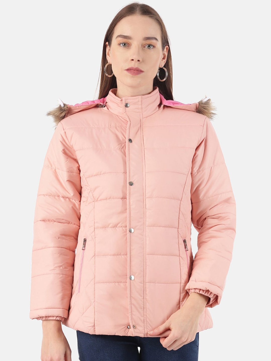 

VOXATI Women Pink Parka Jacket
