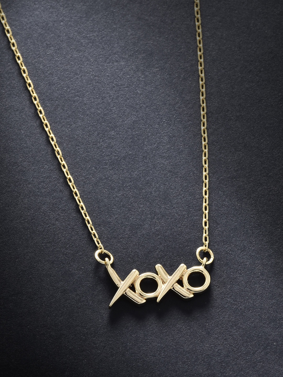 

MINUTIAE Gold-Toned Brass Gold-Plated Handcrafted Xoxo Pendant Chain