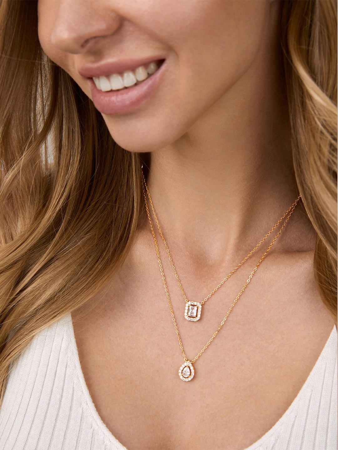 

MINUTIAE Gold-Plated Brass Solitaire Layered Necklace