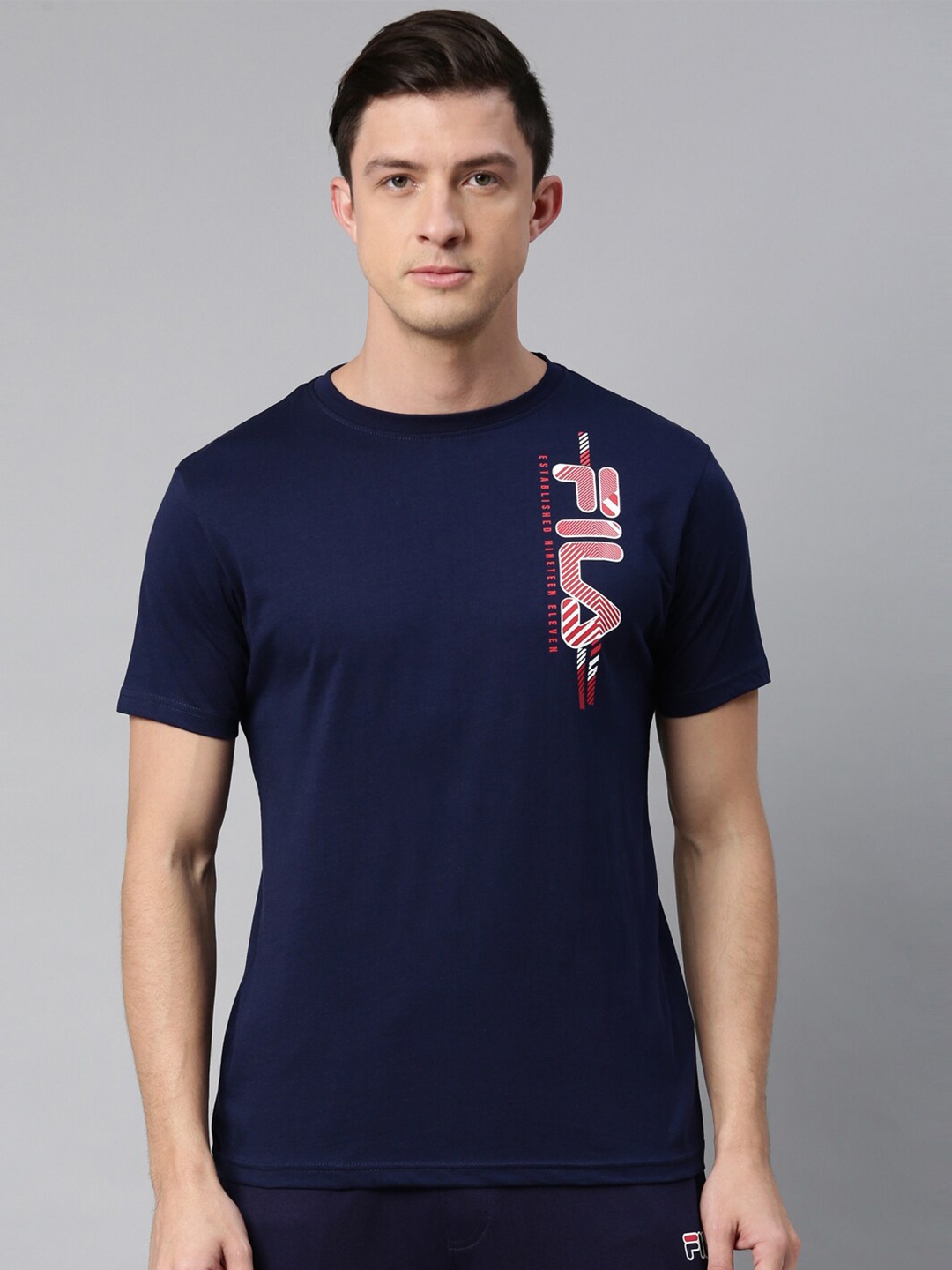 

FILA Men Blue Typography Applique T-shirt