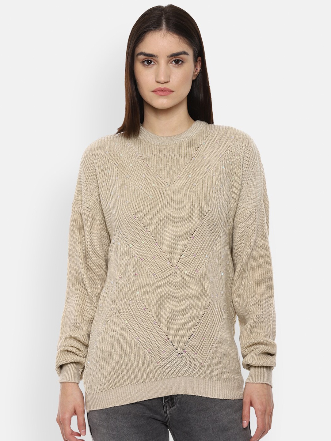 

Van Heusen Woman Women Khaki Ribbed Pullover