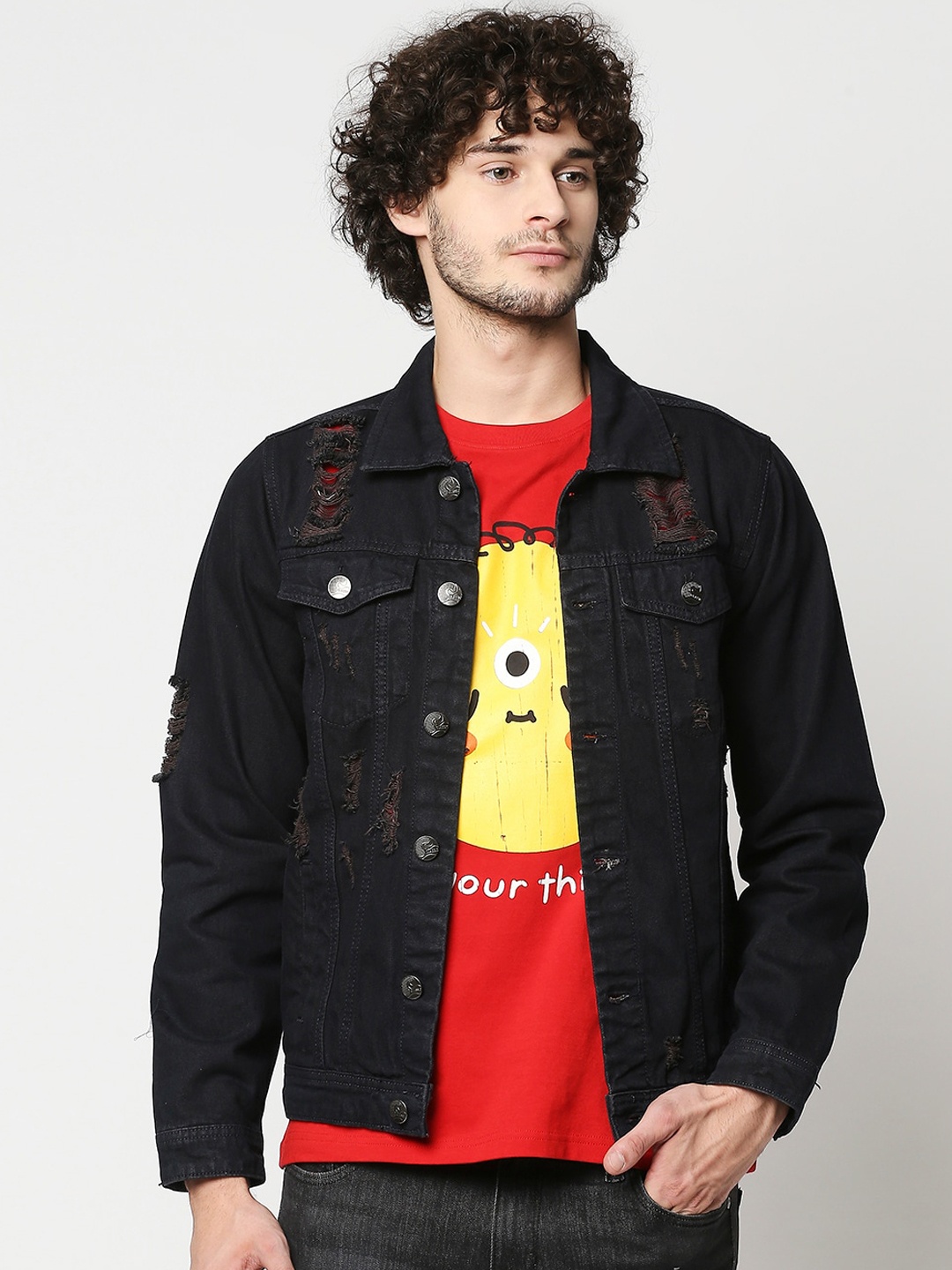 

High Star Men Blue Washed Denim Jacket
