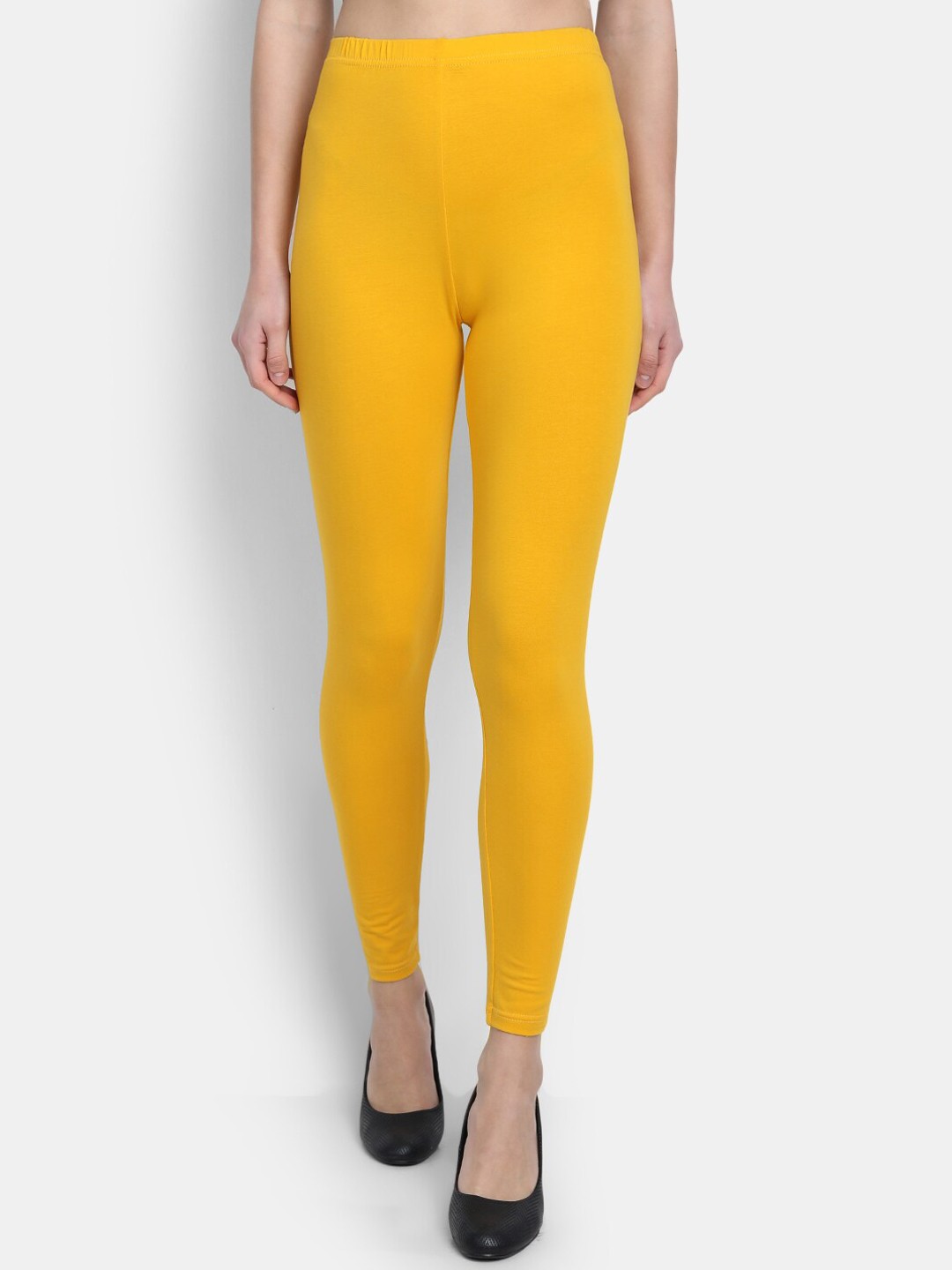 

fabGLOBAL Women Yellow Solid Ankle-Length Leggings