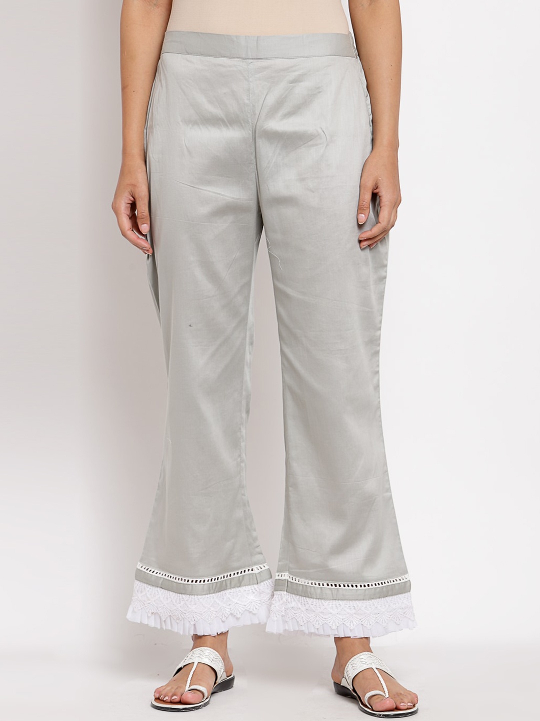 

Myshka Women Grey Parallel Trousers