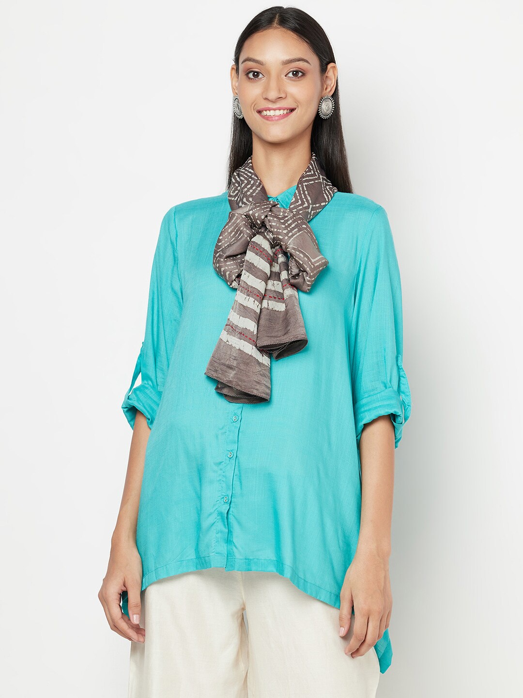 

Fabindia Women Grey Printed Dabu Diamond Silk Stole