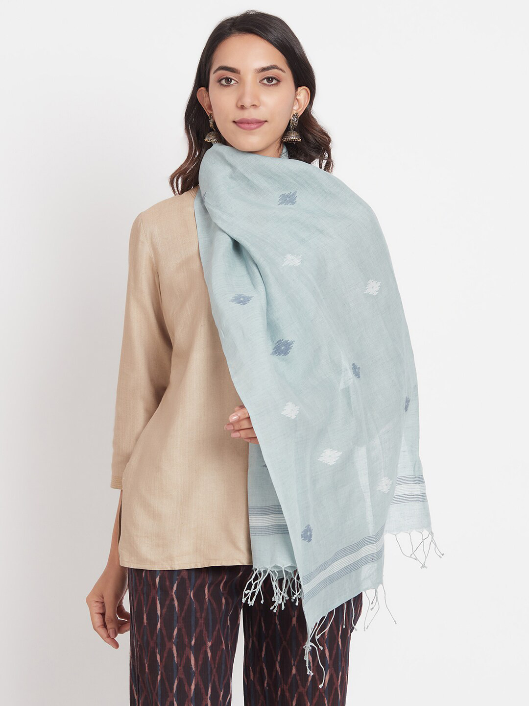 

Fabindia Women Blue Woven Design Stole