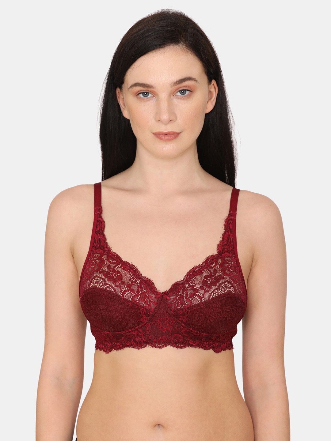 

Rosaline by Zivame Magenta Floral Everyday Bra Lightly Padded