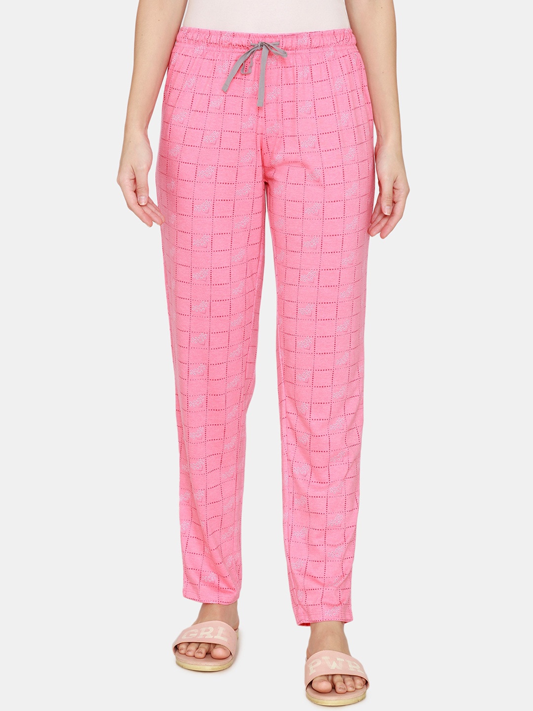 

Rosaline by Zivame Women Pink Knitted Cotton Lounge Pants