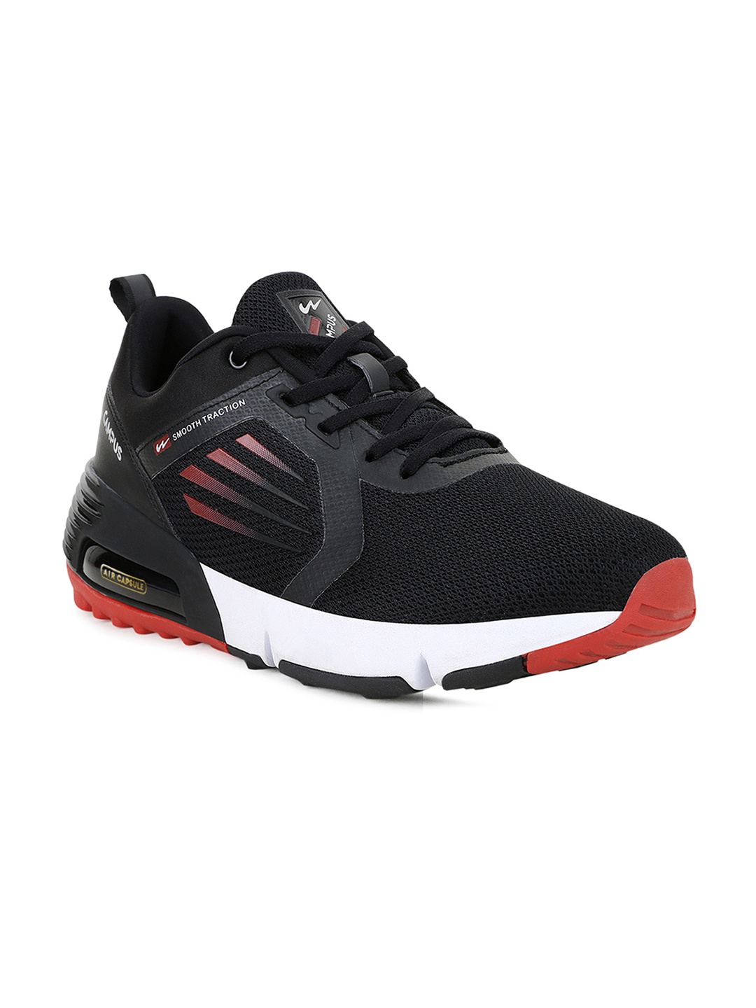 

Campus Men Black & Red Mesh Running Shoes