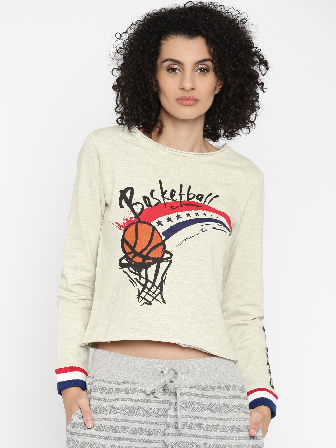 

Flying Machine Women Grey Printed Sweatshirt