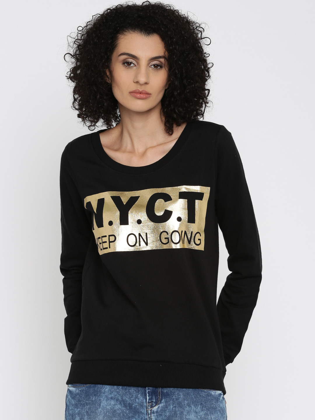 

Flying Machine Women Black Printed Sweatshirt