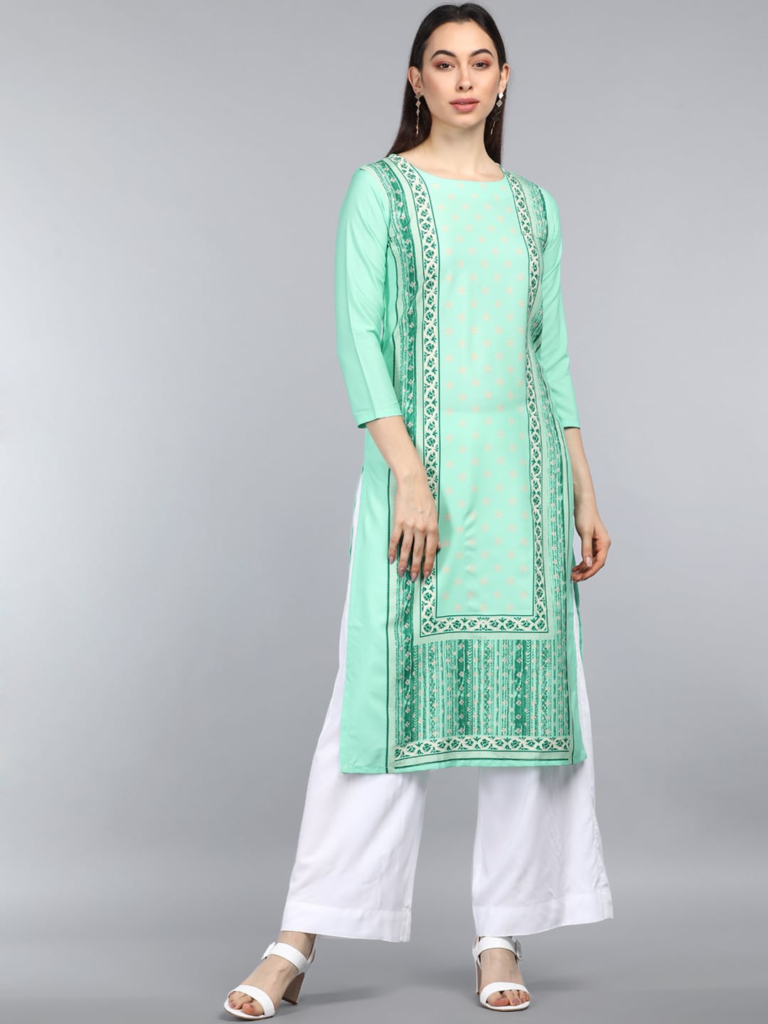 

AHIKA Women Sea Green Ethnic Motifs Printed Kurta