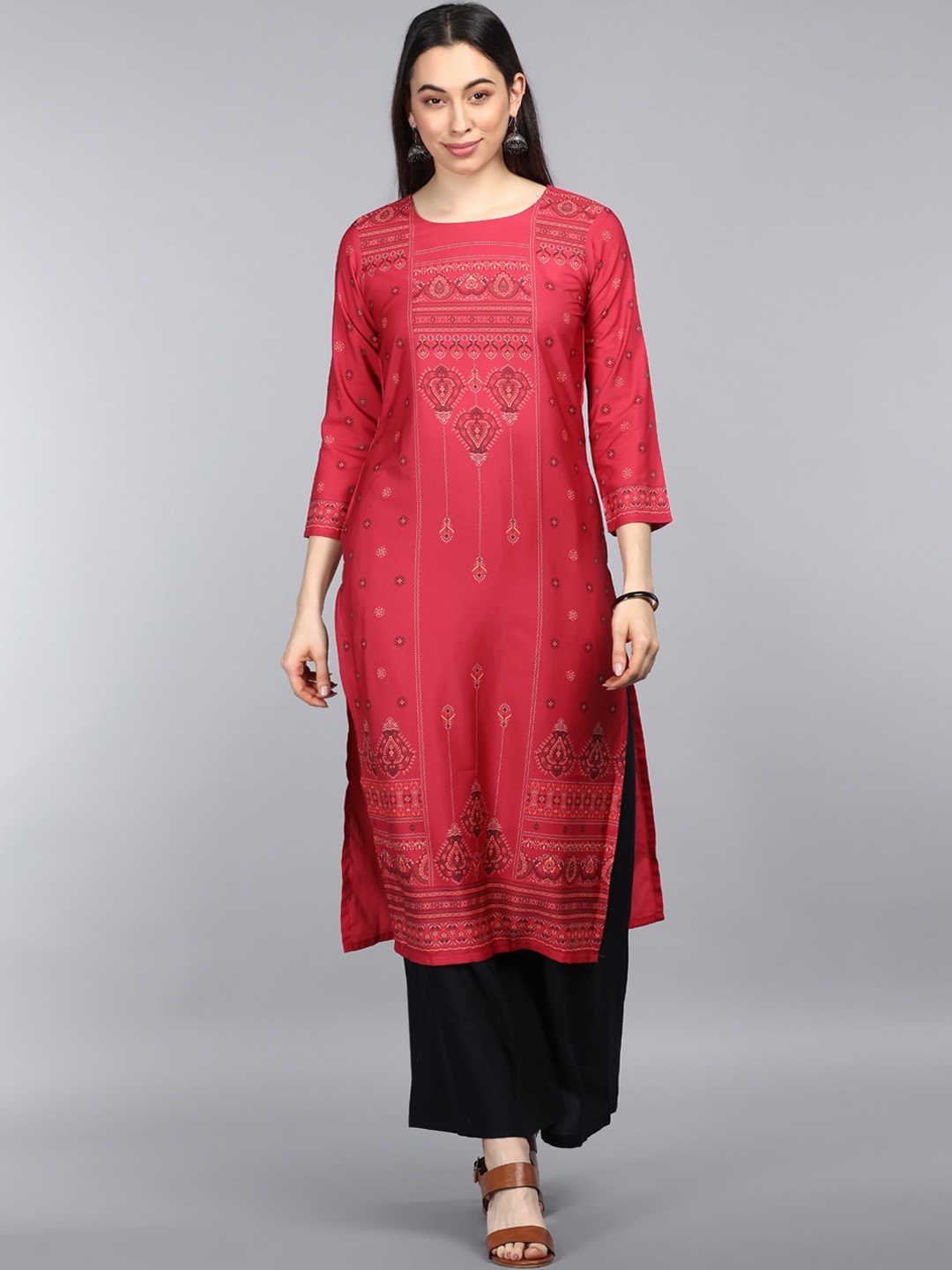 

AHIKA Women Red Ethnic Motifs Printed Kurta