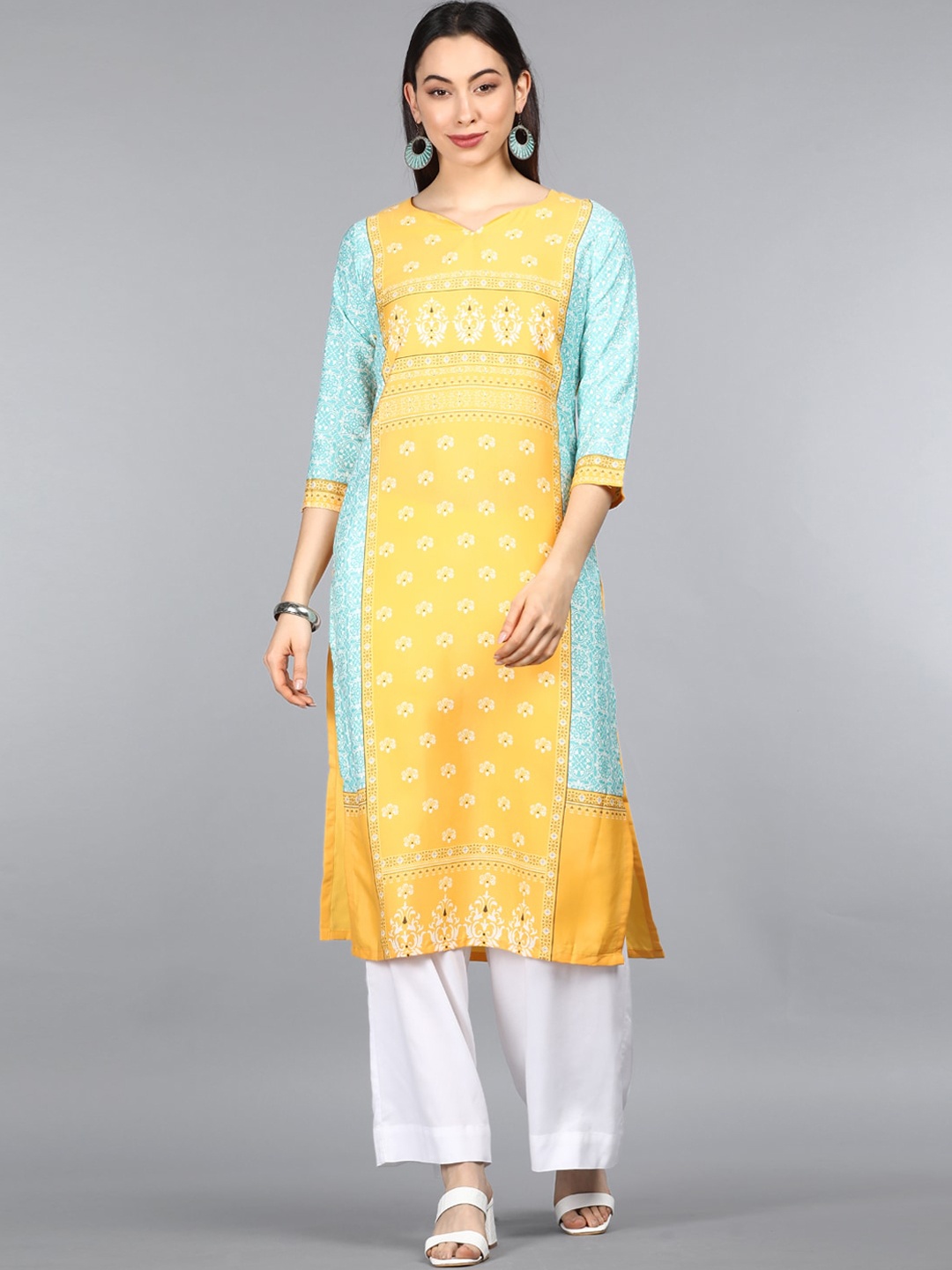

AHIKA Women Yellow Ethnic Motifs Printed Kurta