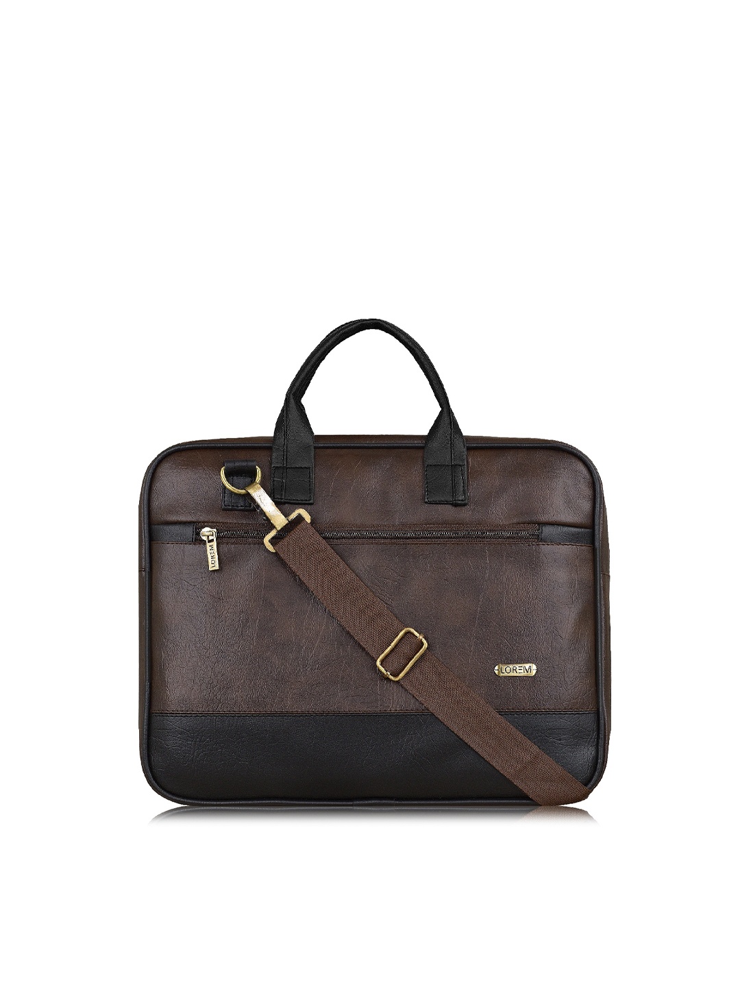

LOREM Unisex Brown & Black Textured Messenger Bag