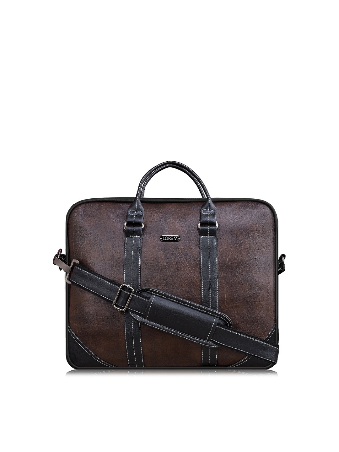 

LOREM Adult Brown & Black Textured Messenger Bag