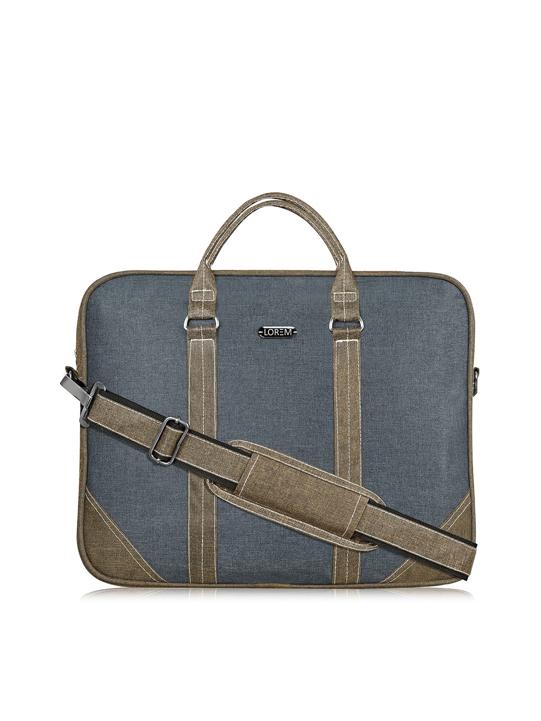 

LOREM Unisex Grey & Beige Textured Messenger Bag