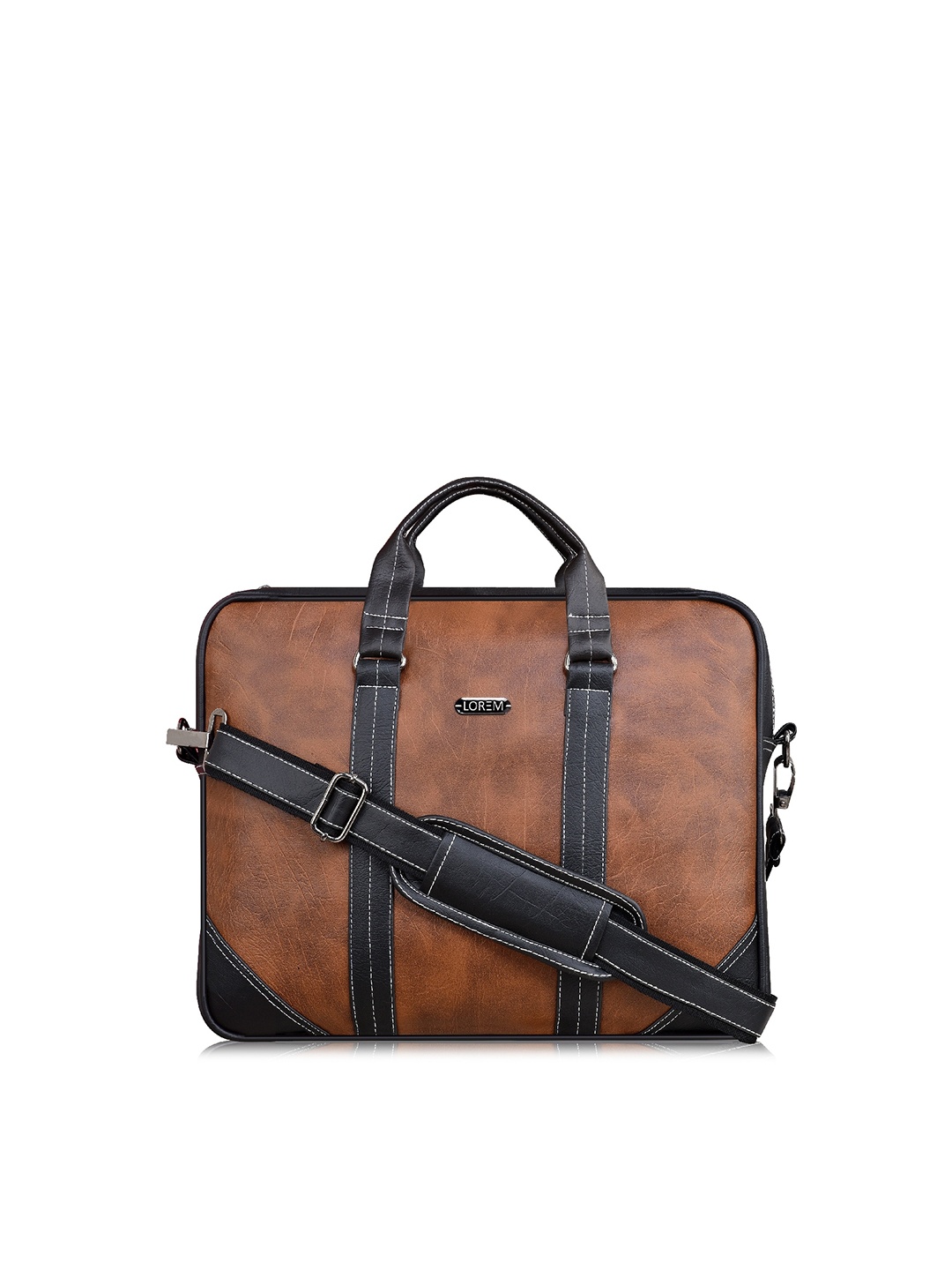 

LOREM Unisex Brown & Black Textured Messenger Bag