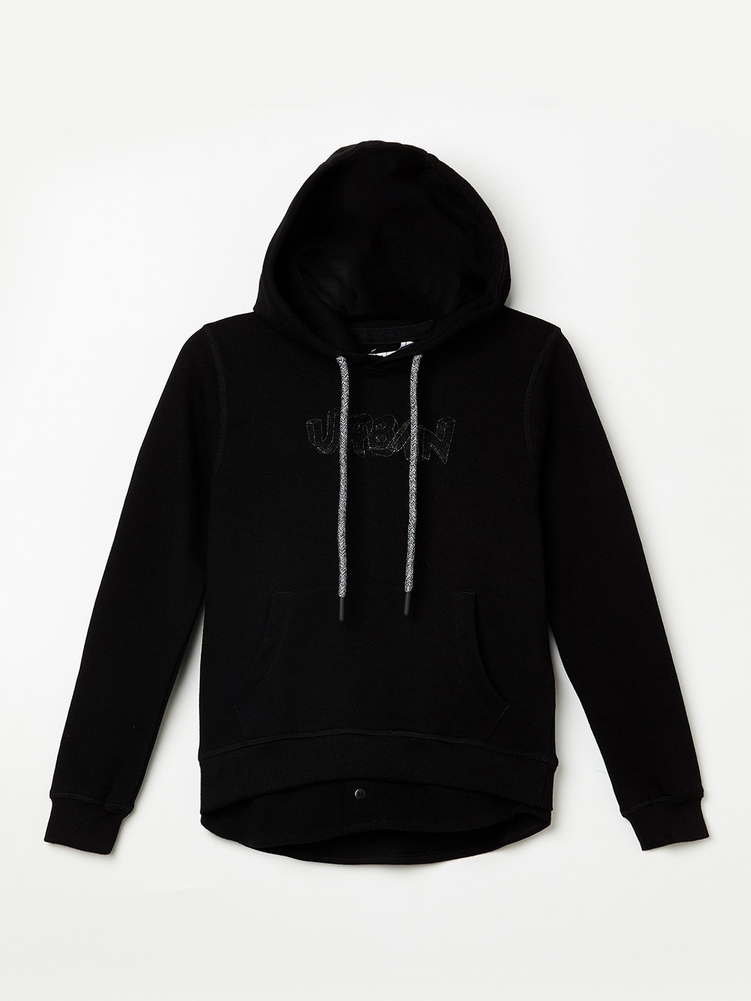 

Denimize by Fame Forever Boys Black Printed Hooded Cotton Sweatshirt