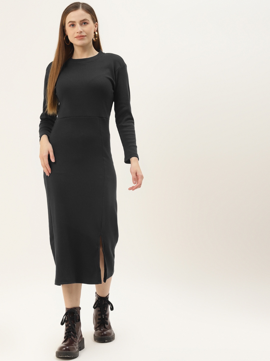 

BROOWL Black Crepe Maxi Midi Dress