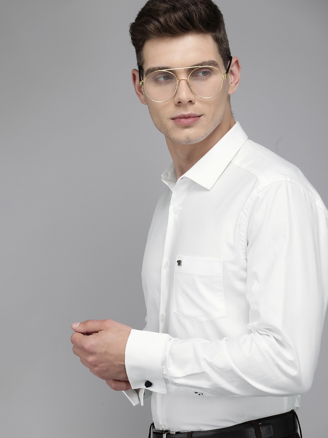 

THE BEAR HOUSE Men White Slim Fit Pure Cotton Formal Shirt