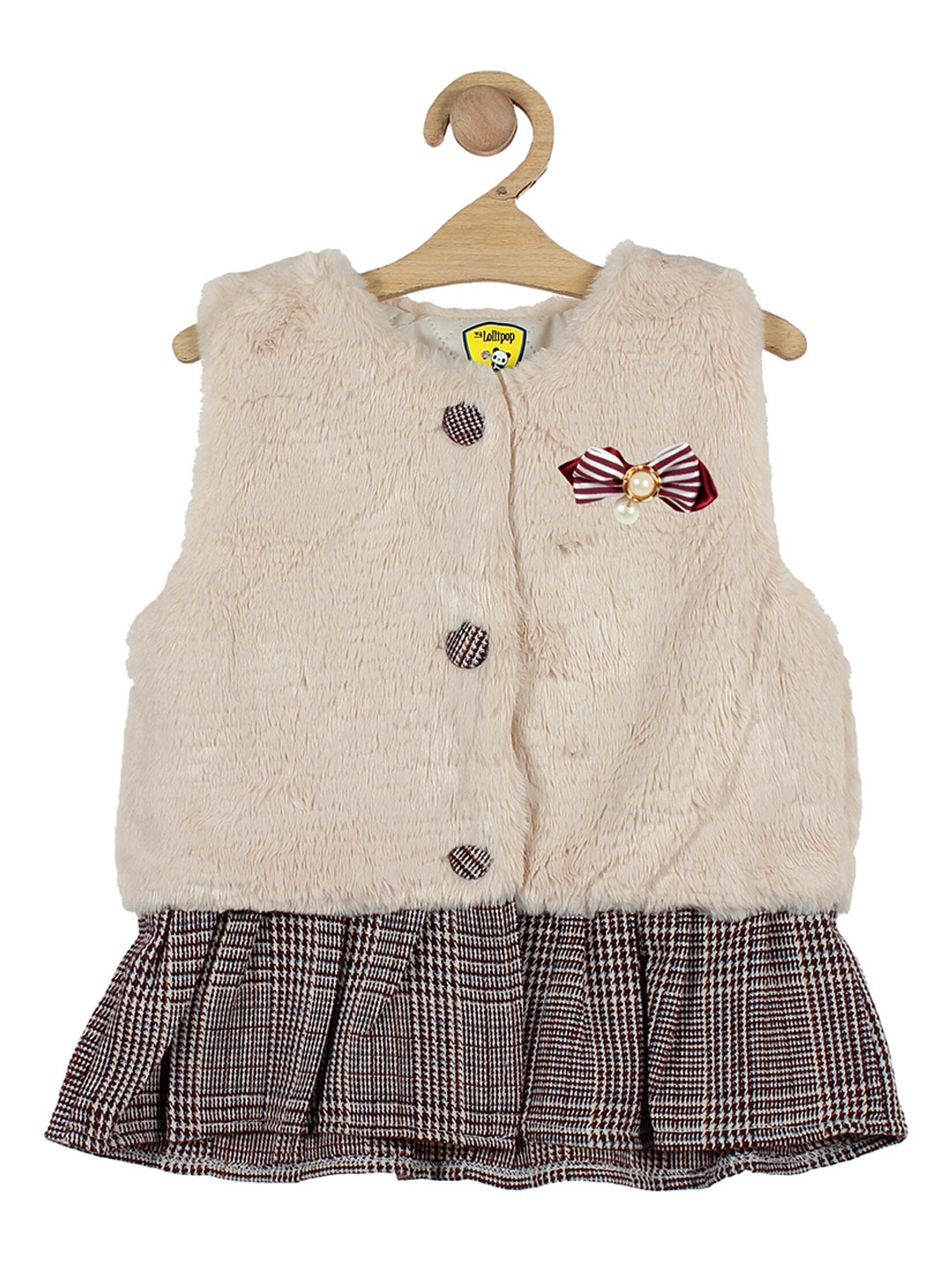 

Lil Lollipop Girls Beige Longline Pure Cotton Padded Jacket