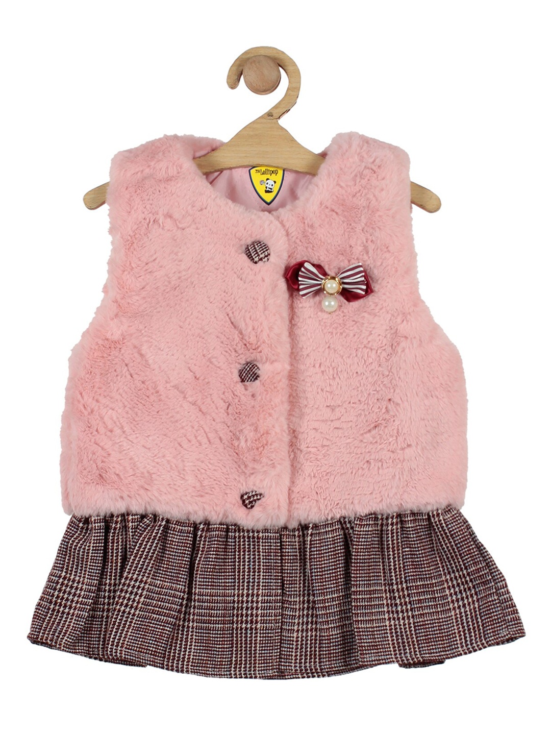 

Lil Lollipop Girls Pink Fleece Low Waist Style Pure Cotton Tailored Jacket