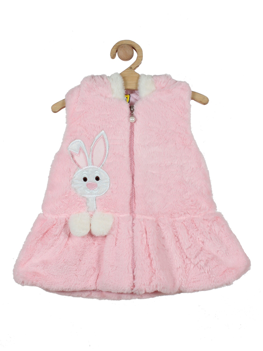 

Lil Lollipop Girls Pink Fleece Hooded Pure Cotton Longline Tailored Jacket