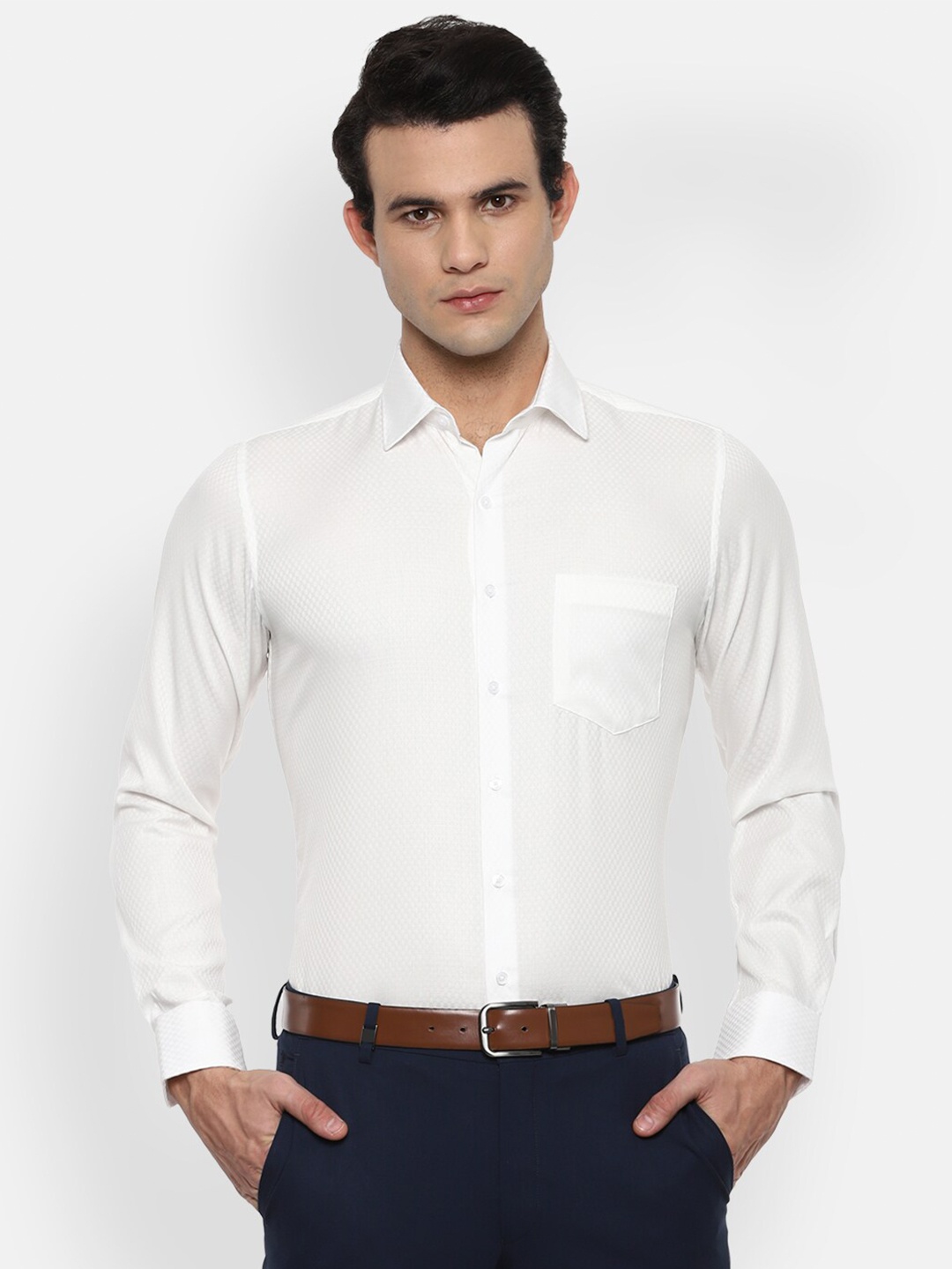 

Van Heusen Men White Slim Fit Opaque Cotton Formal Shirt