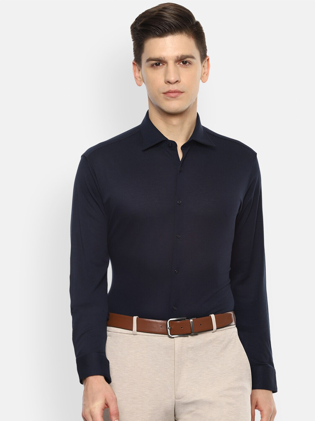 

Van Heusen Men Navy Blue Opaque Formal Shirt