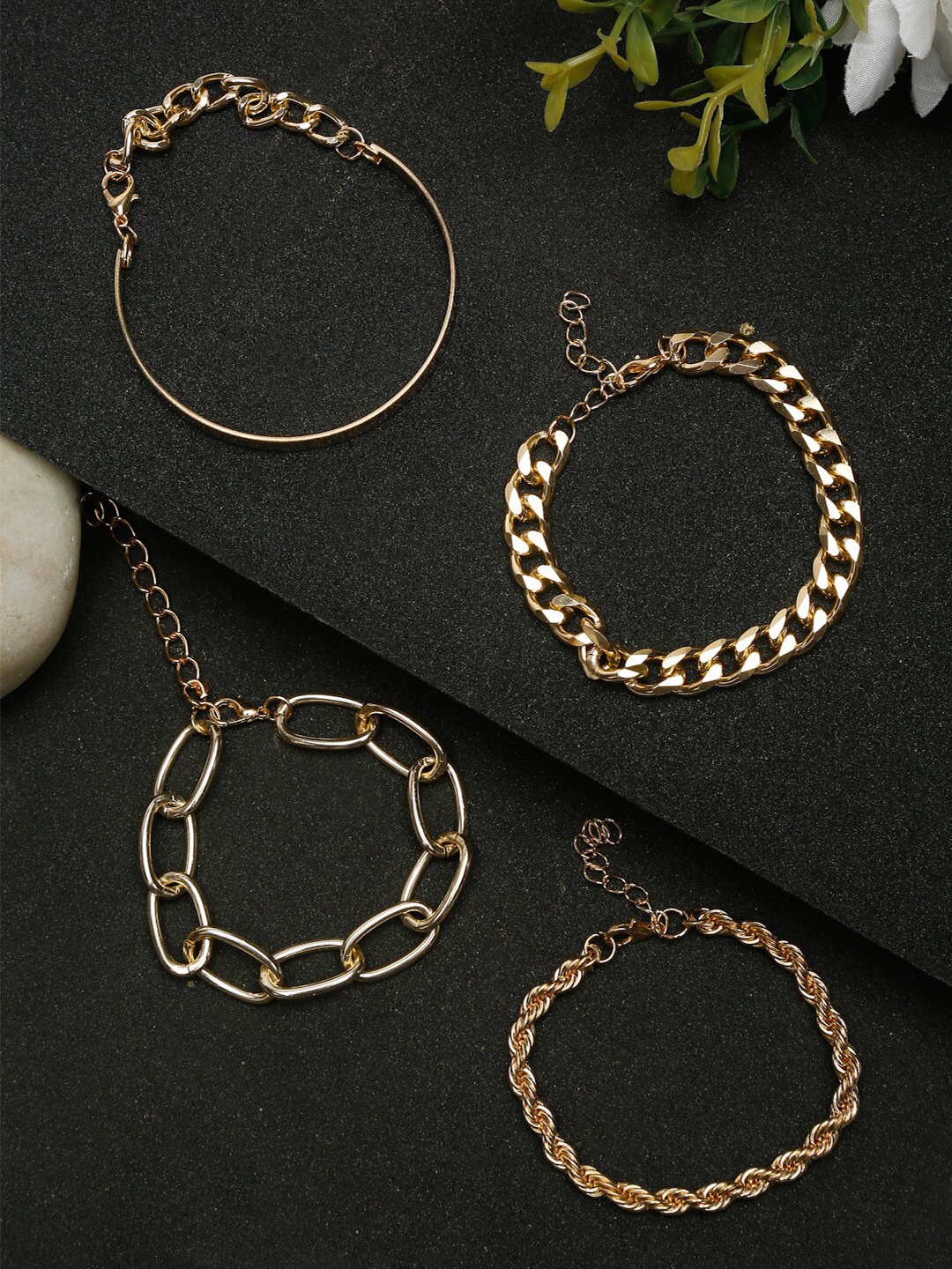 

Celena Cole Women Set Of 4 Gold-Toned Gold-Plated Charm Bracelet
