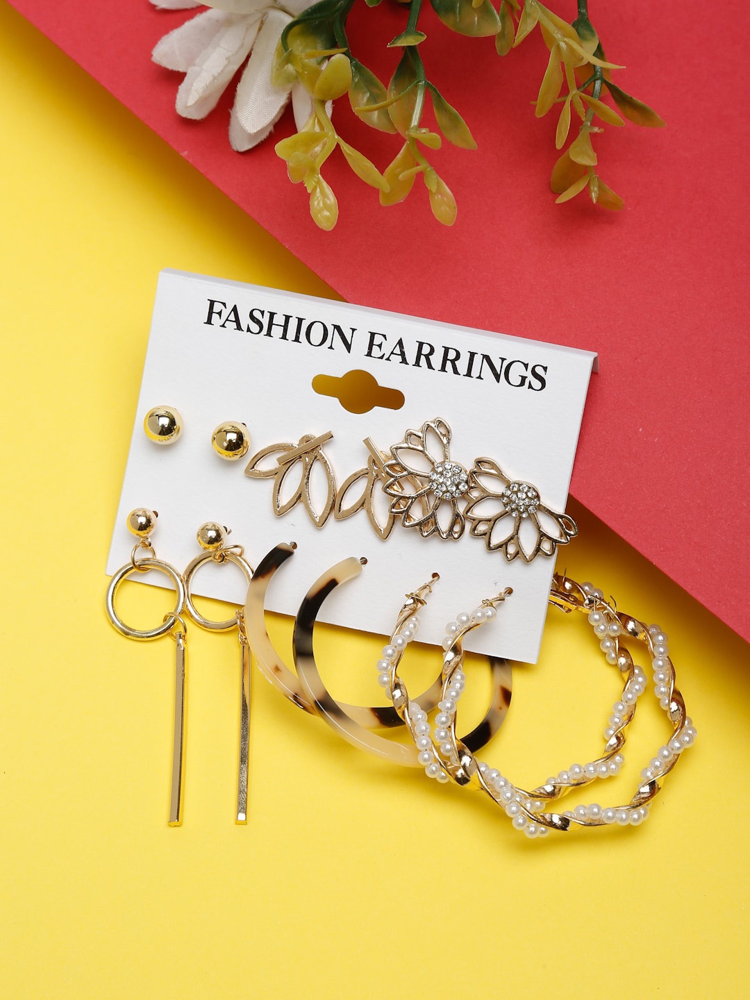 

Celena Cole Woman Set of 6 Gold-Toned Contemporary Studs Earrings