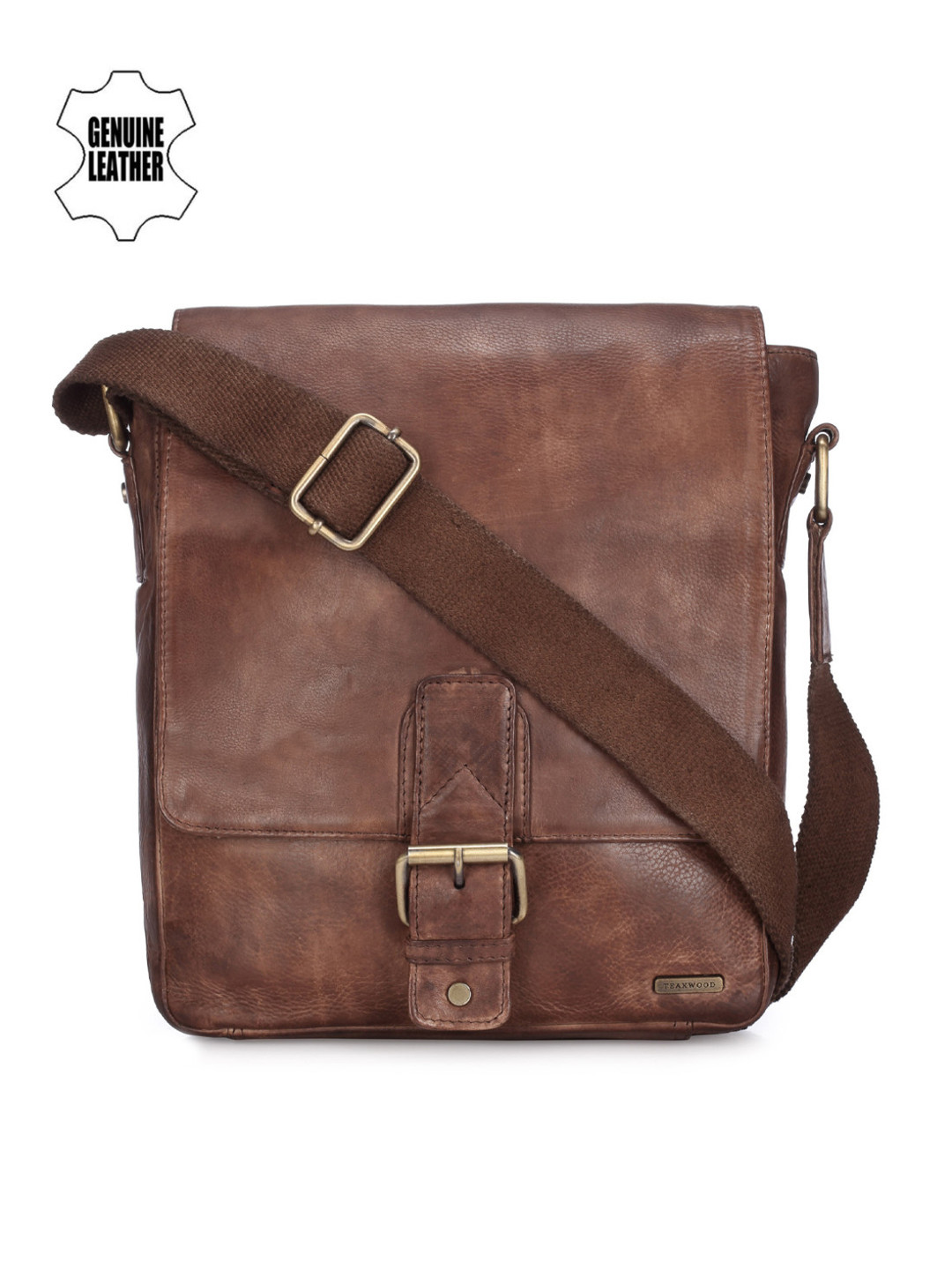 

Teakwood Leathers Men Brown Leather Messenger Bag