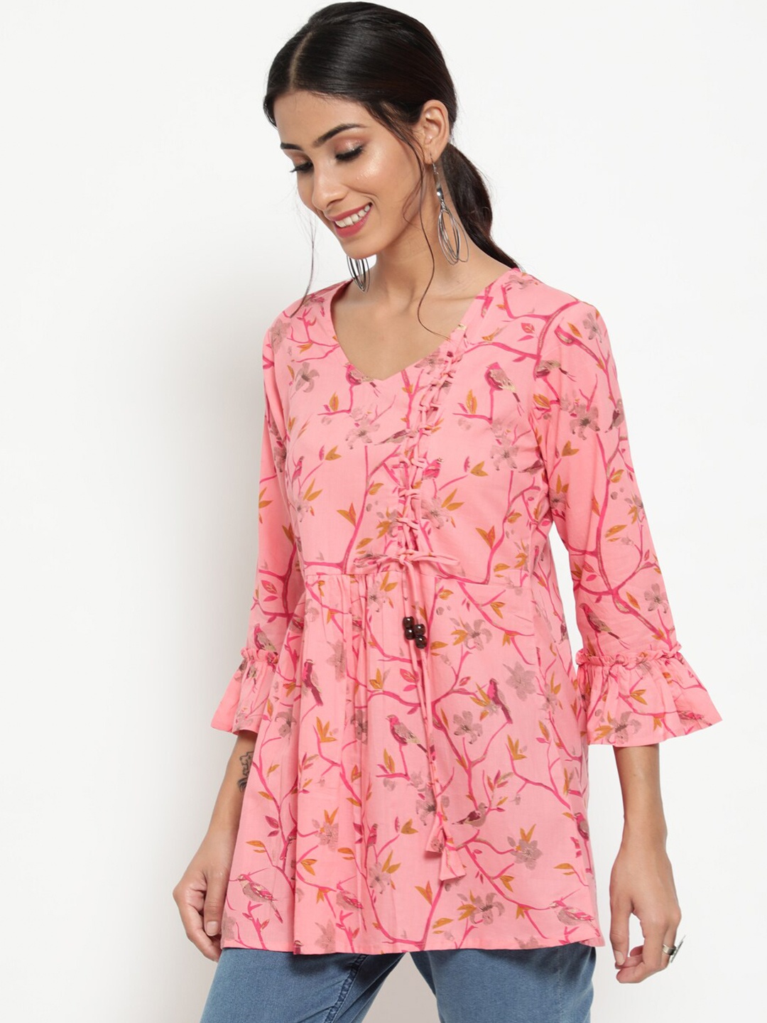 

antaran Pink Floral A-Line Top