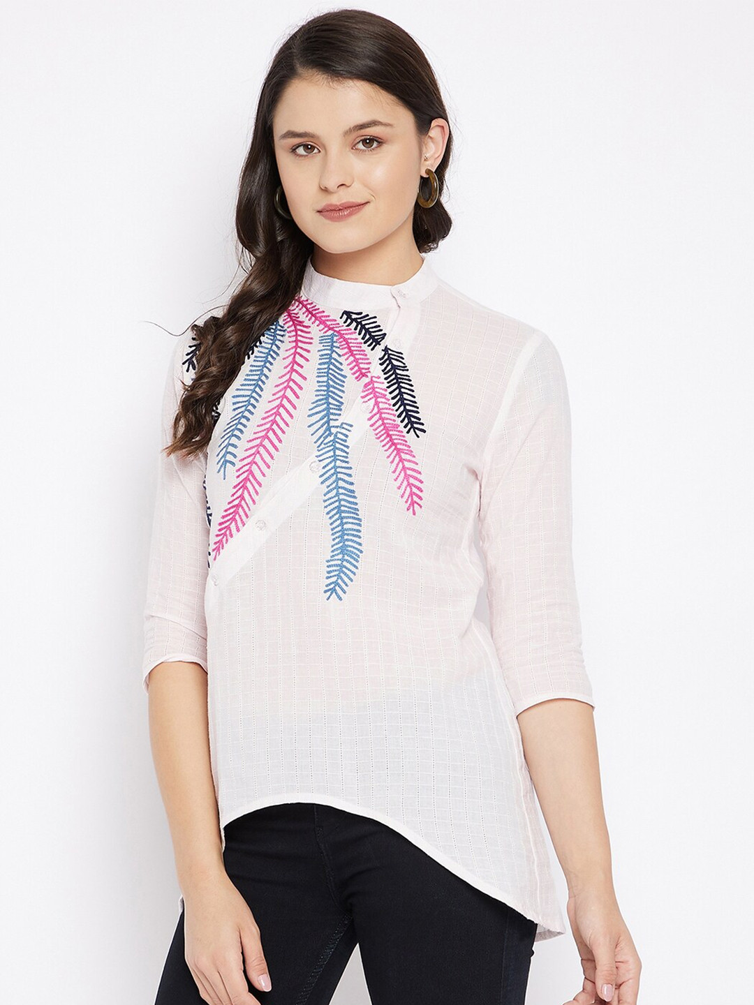 

Ruhaans Women Pink Embroidered Tunic